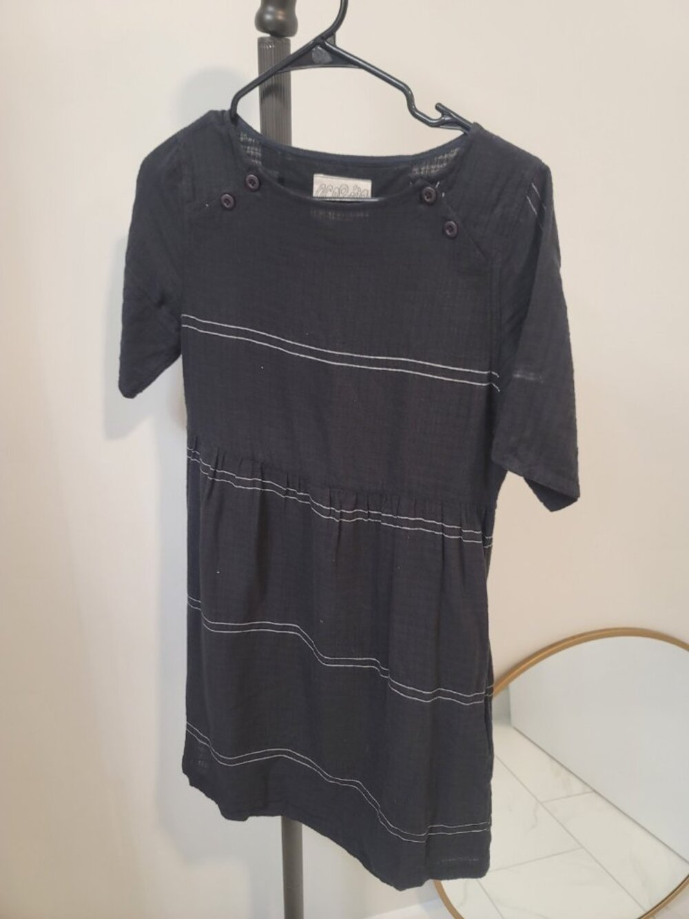Ace & Jig Embroidered Knee Length Dress - Size Small Black